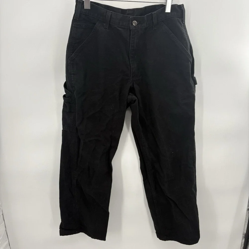 Carhartt Mens Size 32 x 30 Loose Fit Black Carpenter Pants 100% Cotton